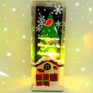 [종이가게297]종이접기 led 투명사각 크리스마스장식 풍경 만들기세트