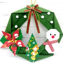 [종이가게0255]종이접기패키지 diy 크리스마스 벽 방문 걸이 장식 초록 리스만들기 1인/5인용